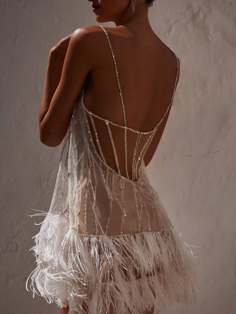 Vita Di Palma™ | Sexy Backless Fringed Mesh Sequin Miniskirt