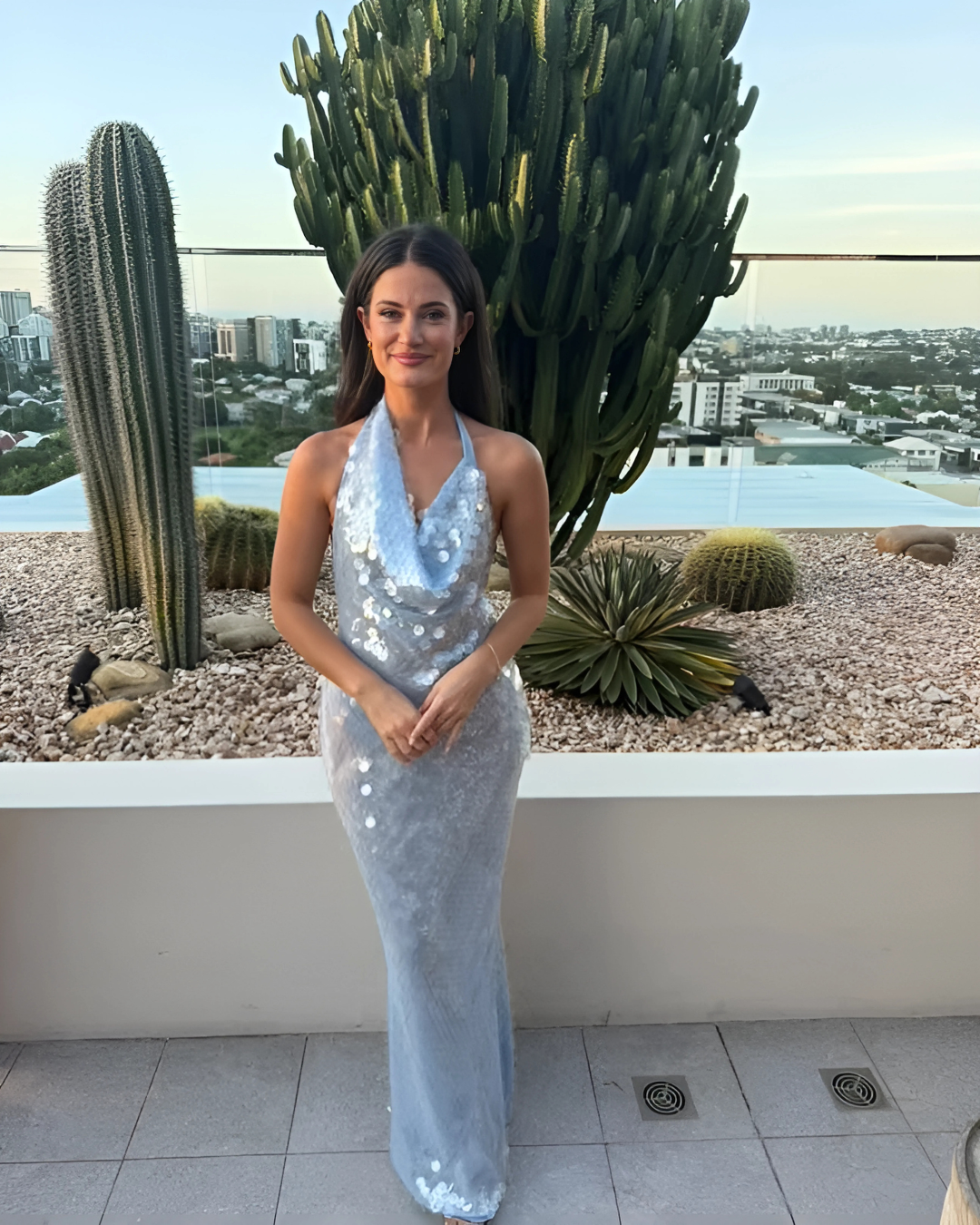 Saba: Sequin Halter Backless Maxi Dress