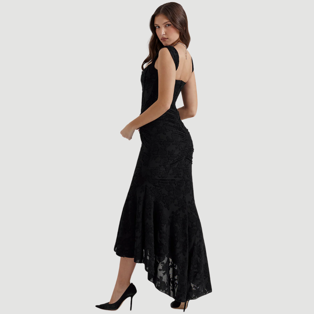 Zoey: Elegant Waist Dress | Beige