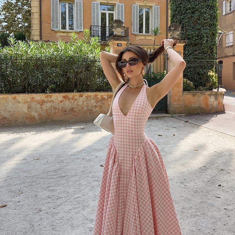 Romina: Plaid Print Midi Dress