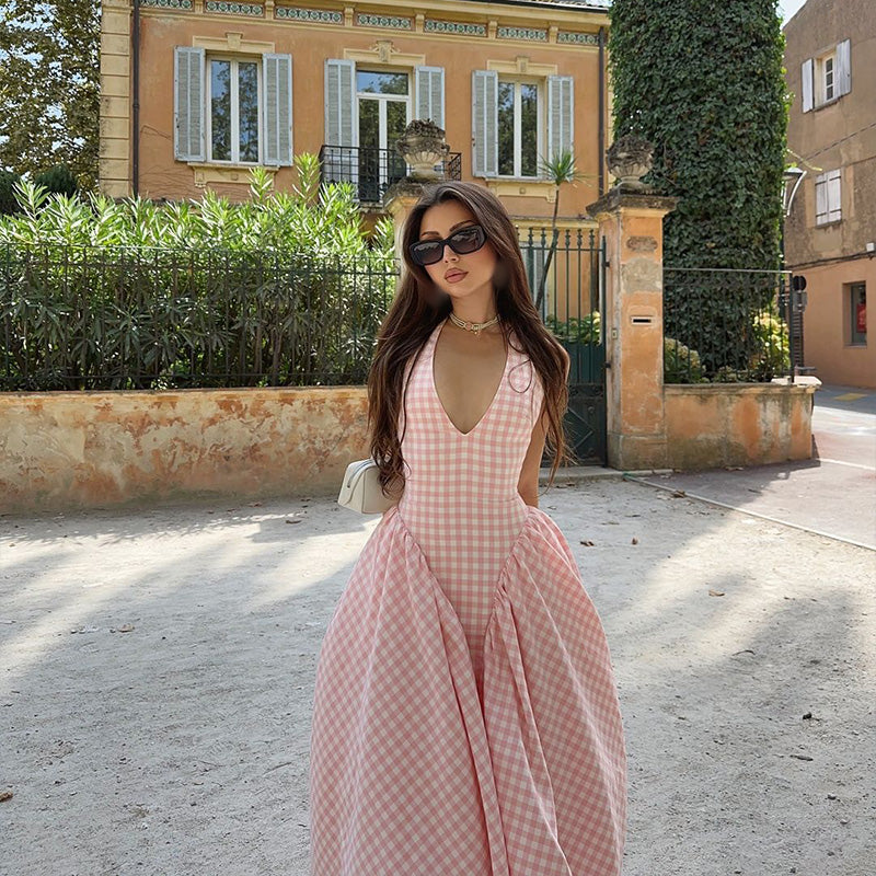 Romina: Plaid Print Midi Dress