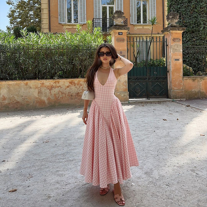 Romina: Plaid Print Midi Dress