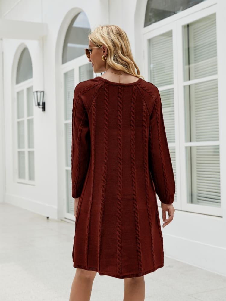 Vita Di Palma™ | Stylish Solid Color A-Line Knit Dress