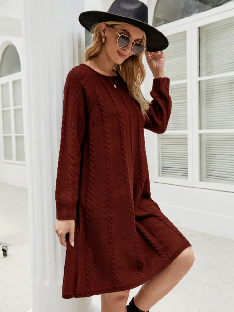 Vita Di Palma™ | Stylish Solid Color A-Line Knit Dress