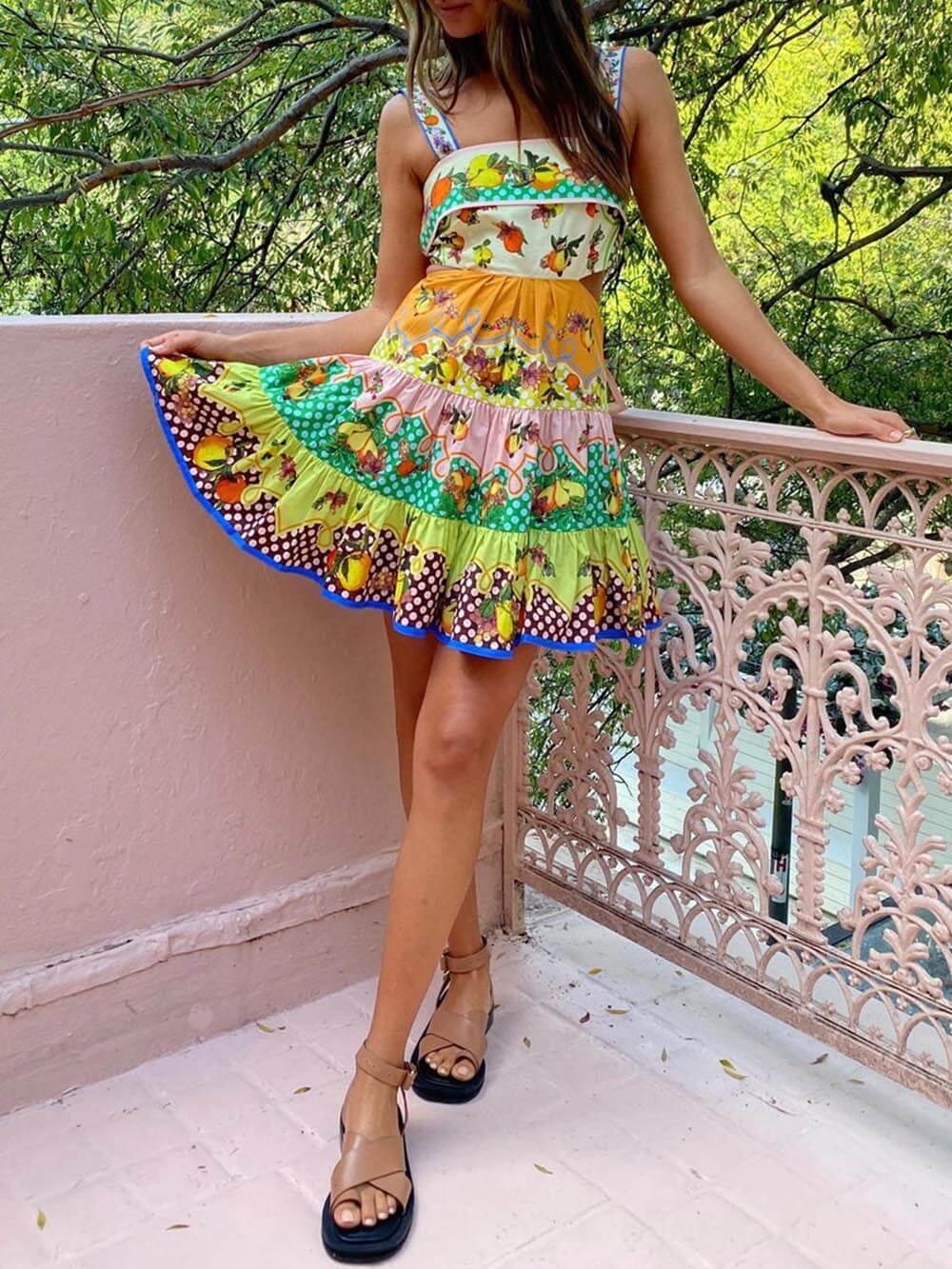 Vita Di Palma™ | Summer Multi Color Lemon Mini Dress