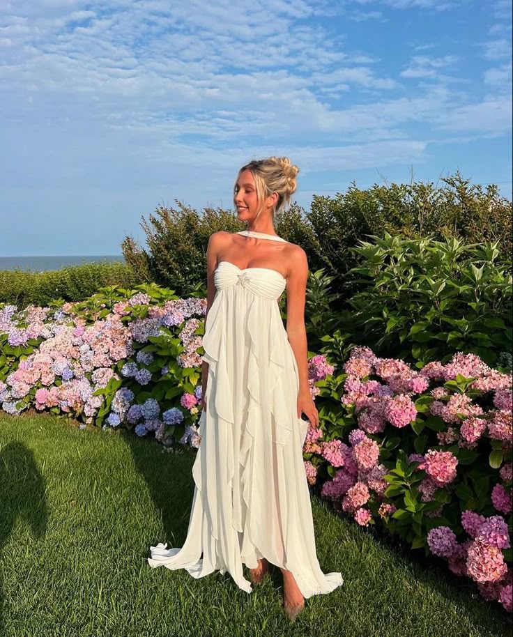 Collins: Ruffle Strapless Maxi Dress