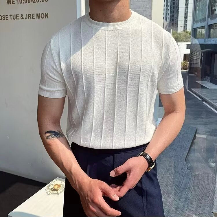 Vita Di Palma™ | Solid Striped Knitted T-Shirt