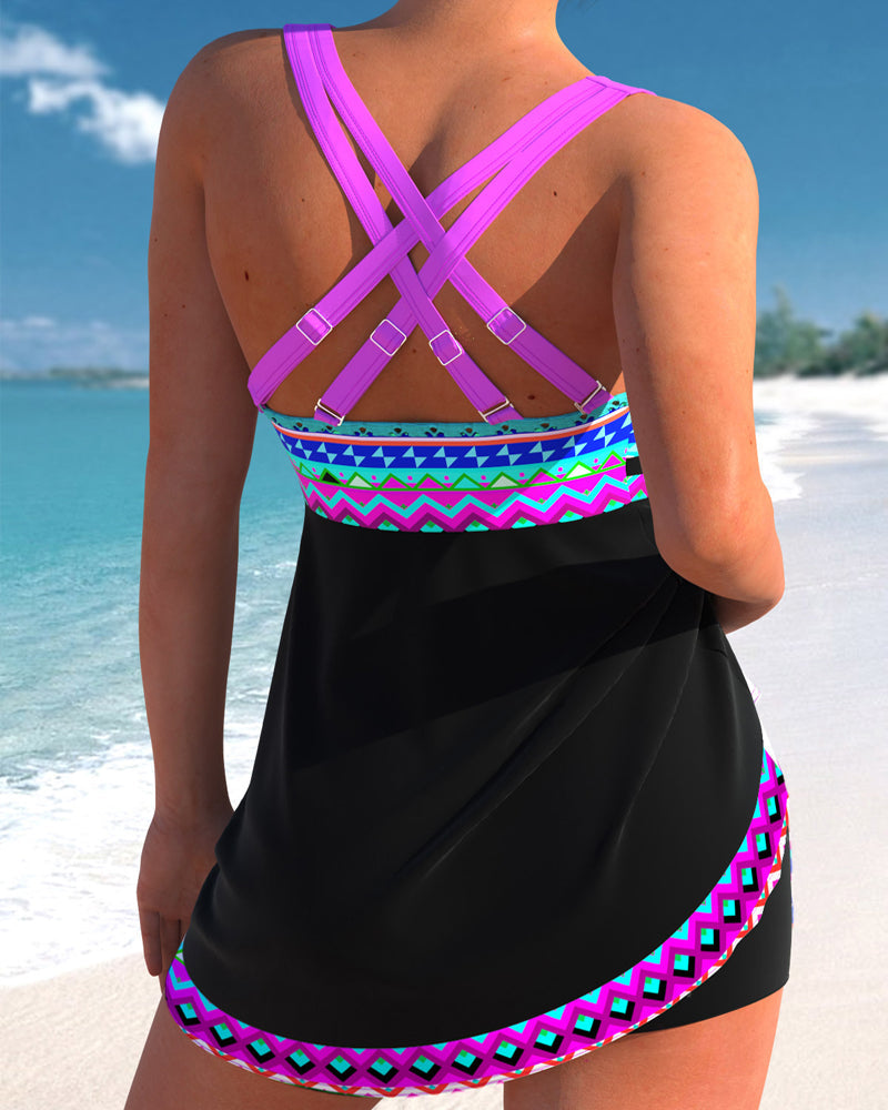 Vita Di Palma™ | Eliza Lace-Up Swimsuit with Striped Design
