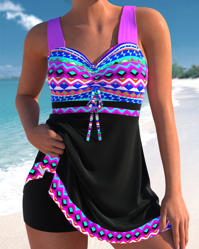 Vita Di Palma™ | Eliza Lace-Up Swimsuit with Striped Design