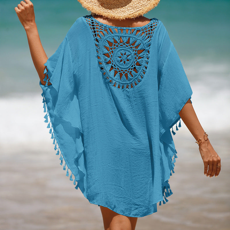 Vita Di Palma™ | Hand Crochet Loose Fringe Sunflower Beach Blouse Cover Up