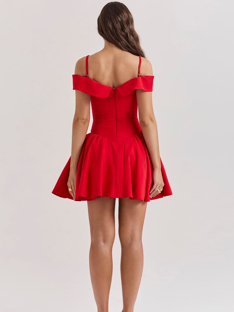 Vita Di Palma™ | Scarlet Off-Shoulder Strap Mini Dress