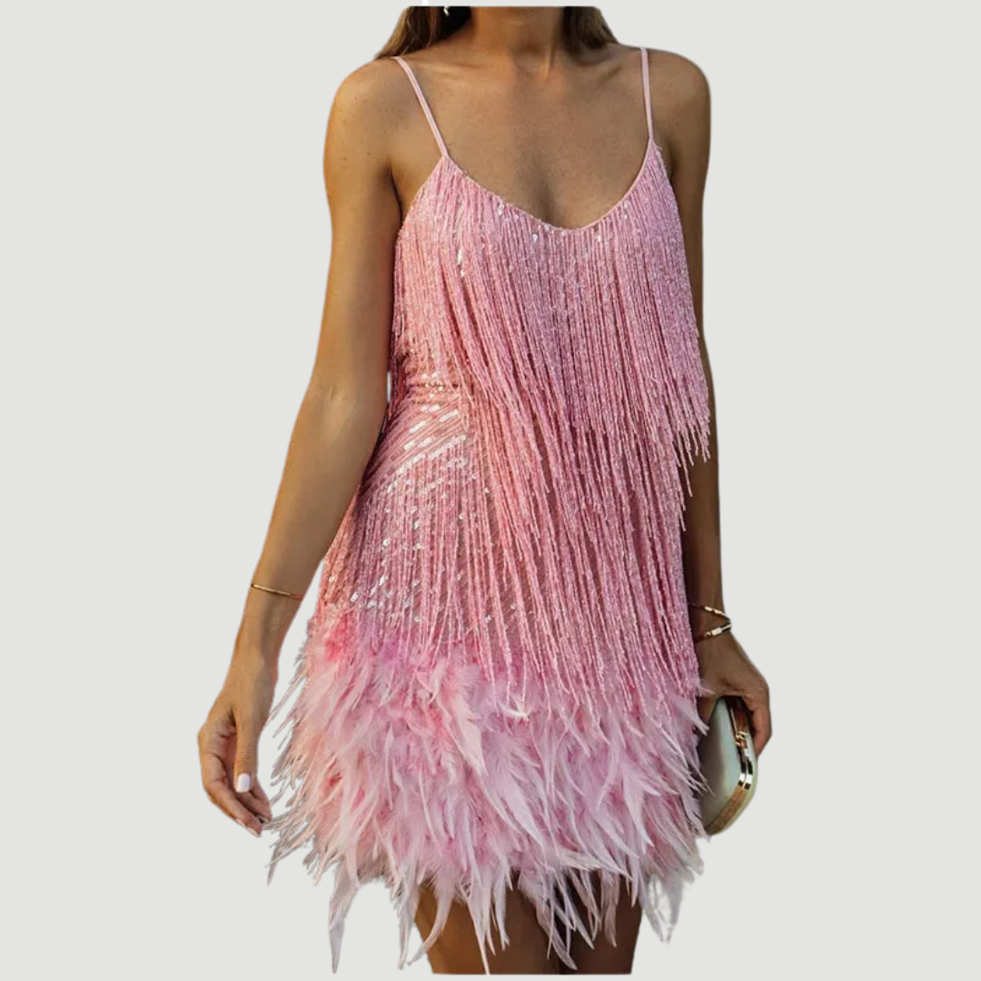 Malia: Playful Embellished Dress | White