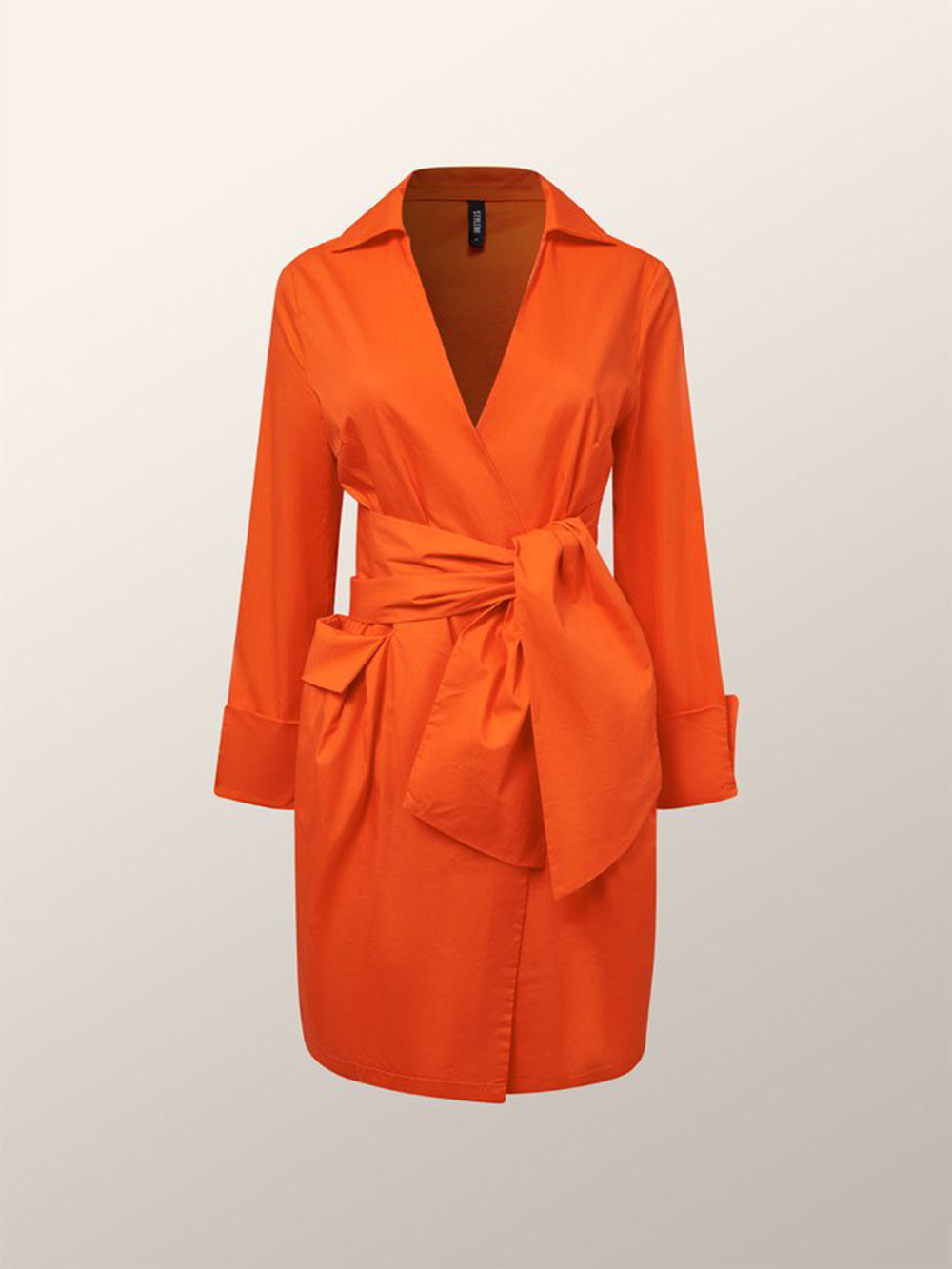 Vita Di Palma™ | Orange Draped Cotton Wrap-Shirt Dress