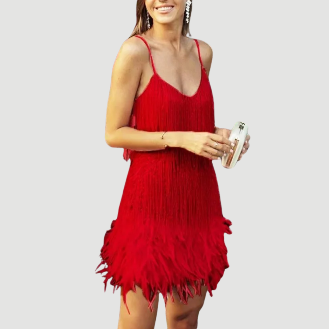 Malia: Playful Embellished Dress | White