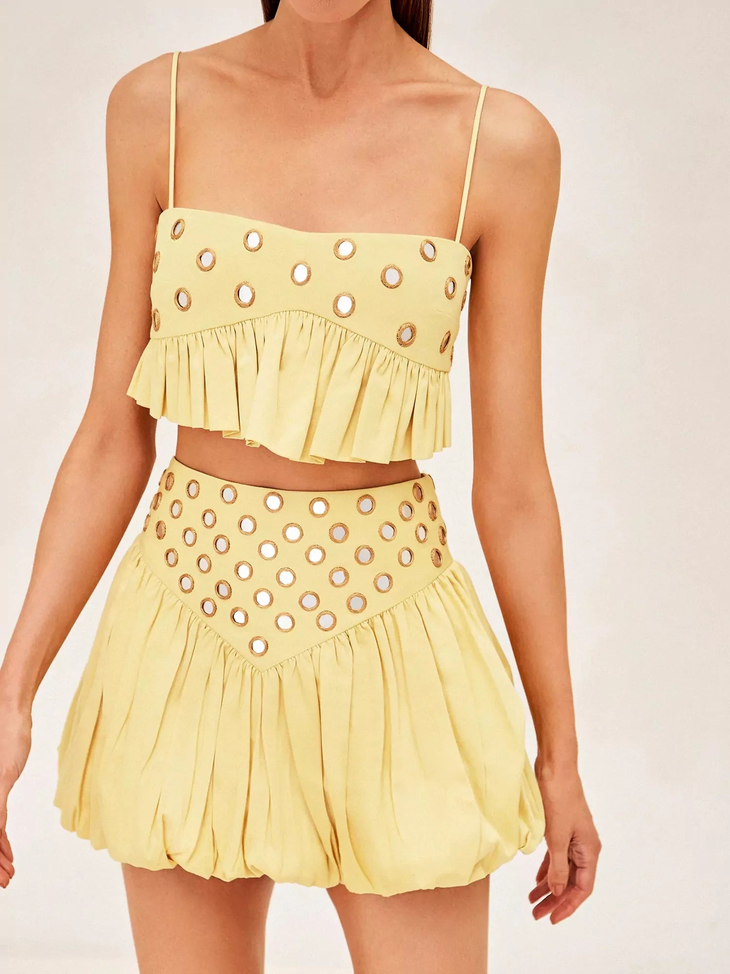 Vita Di Palma™ | Luminous Allure Mirror Skirt Set