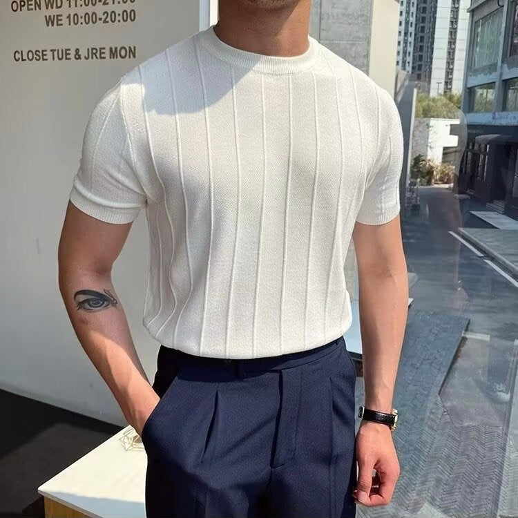 Vita Di Palma™ | Solid Striped Knitted T-Shirt