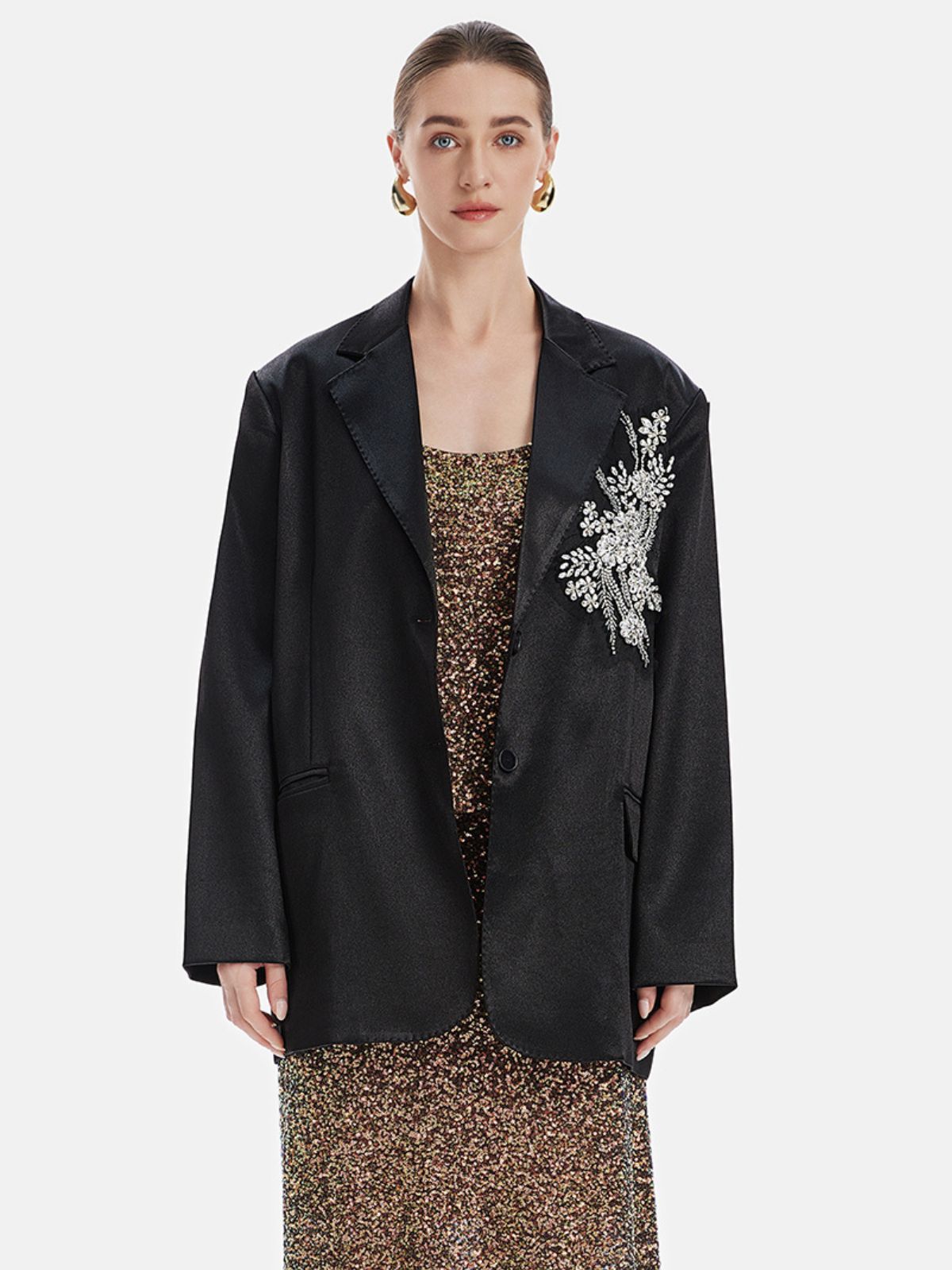 Vita Di Palma™ | Handmade Floral Rhinestone-Embellished Blazer