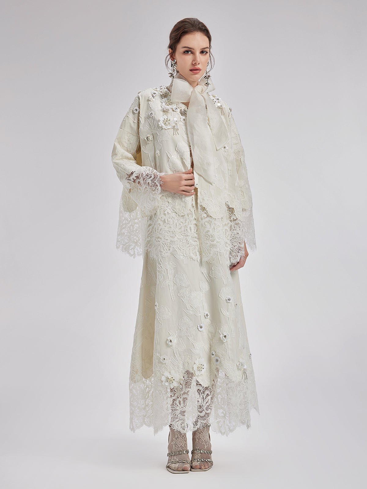 Vita Di Palma™ | Custom Beaded Lace Jacquard Coat