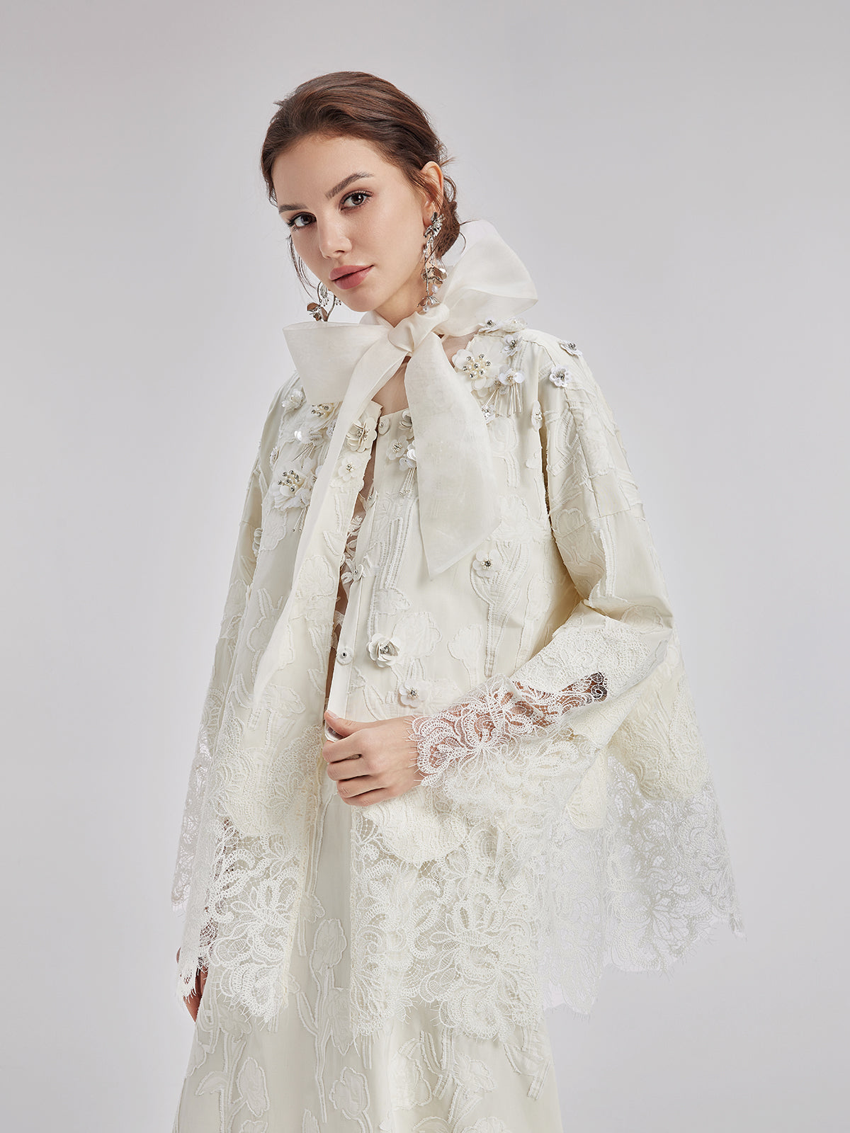 Vita Di Palma™ | Custom Beaded Lace Jacquard Coat