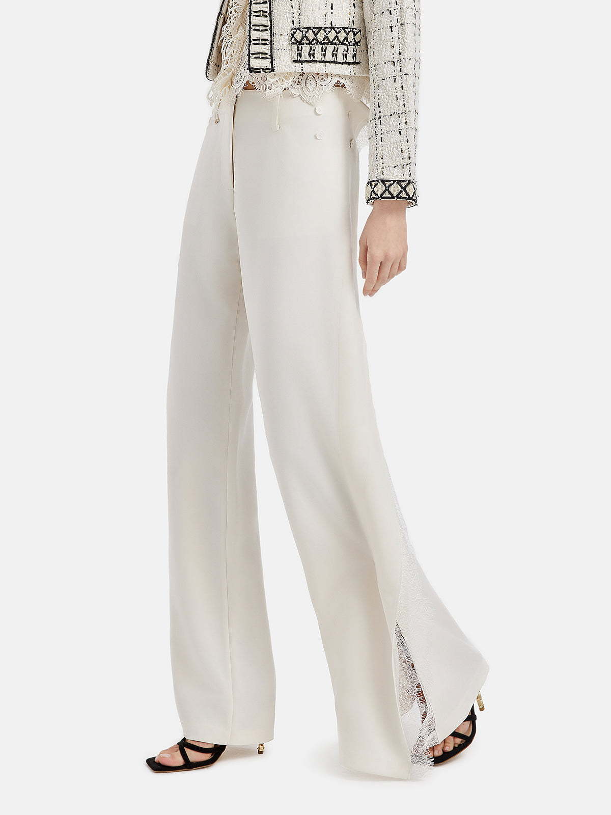 Vita Di Palma™ | White Versatile Lace Trim Trousers