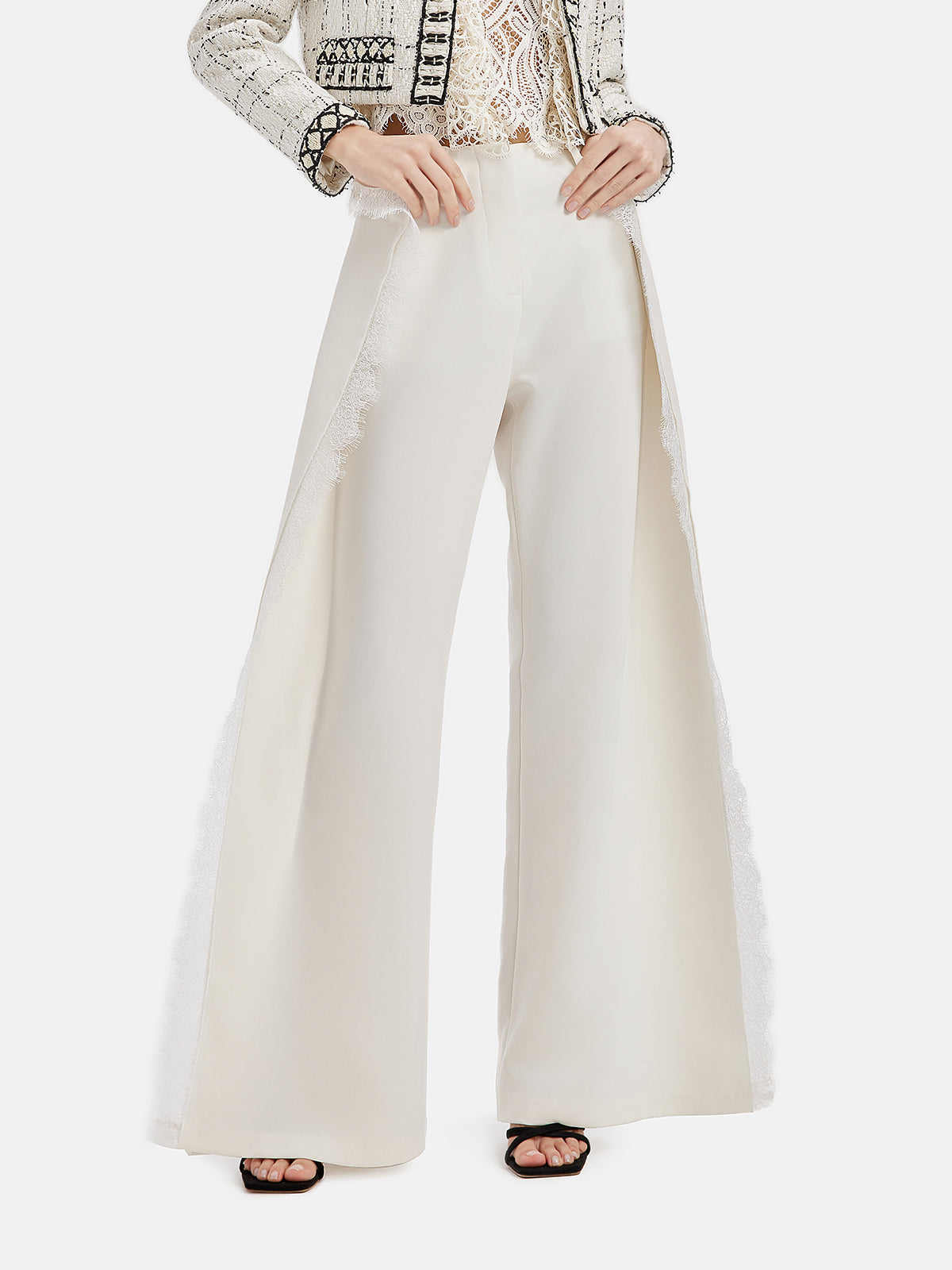 Vita Di Palma™ | White Versatile Lace Trim Trousers