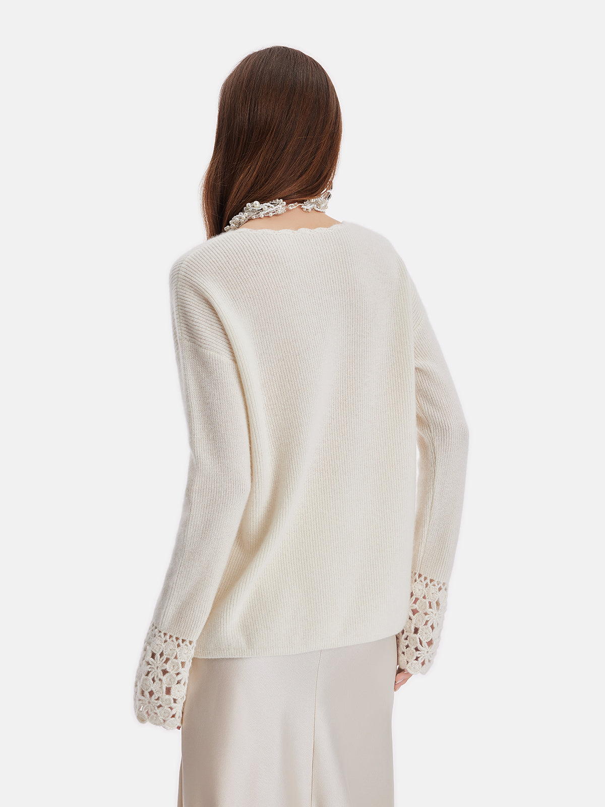 Vita Di Palma™ | Cashmere Crochet Lace Panel Top