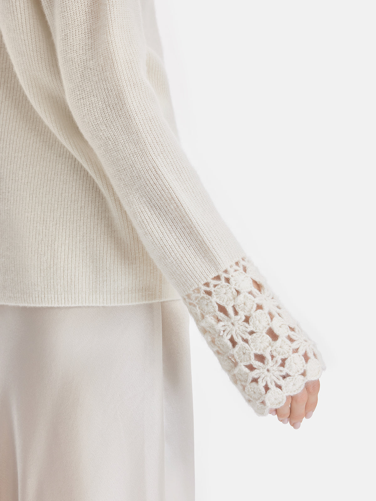 Vita Di Palma™ | Cashmere Crochet Lace Panel Top