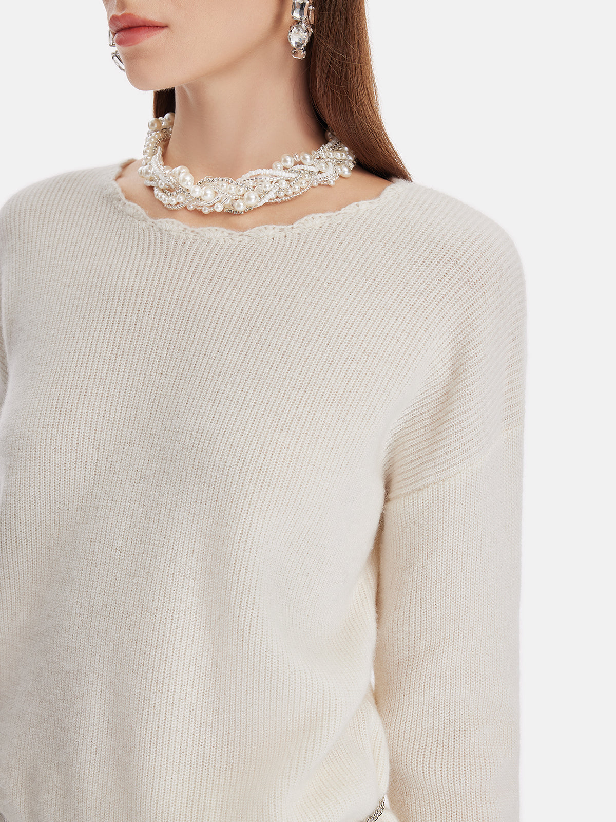 Vita Di Palma™ | Cashmere Crochet Lace Panel Top