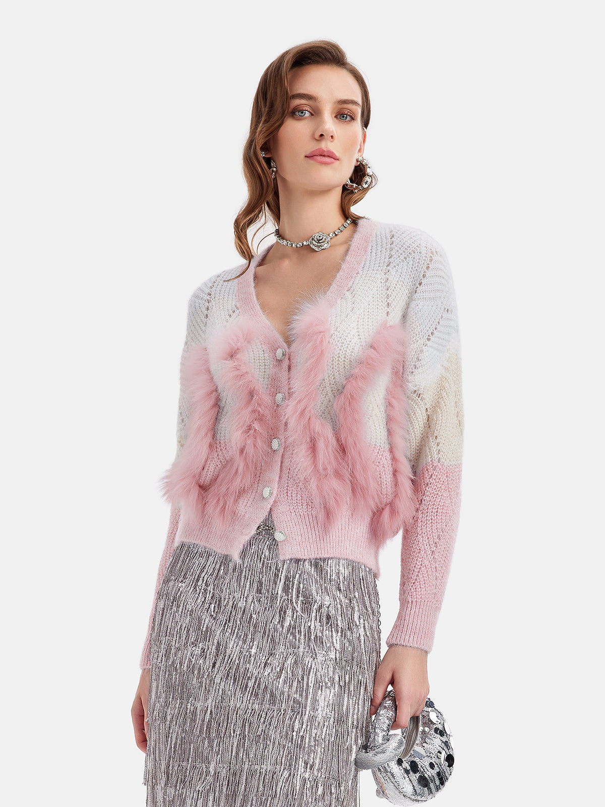 Vita Di Palma™ | Fox Fur Gradient Knit Cardigan