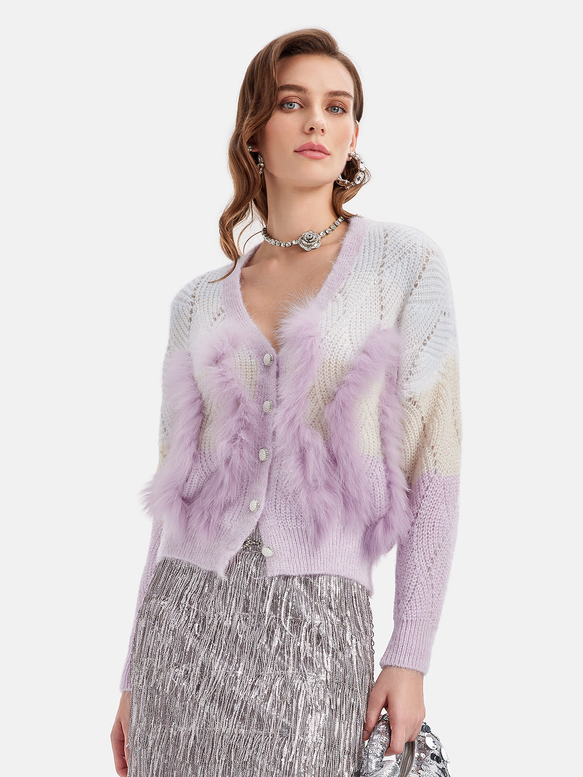 Vita Di Palma™ | Fox Fur Gradient Knit Cardigan