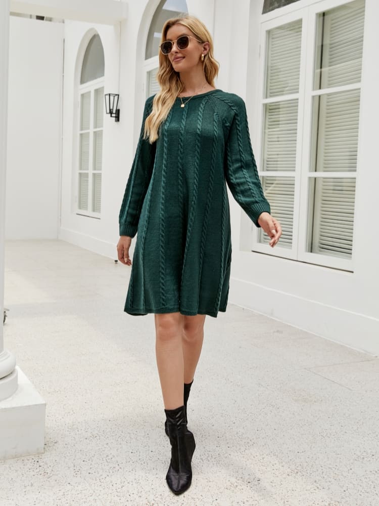 Vita Di Palma™ | Stylish Solid Color A-Line Knit Dress