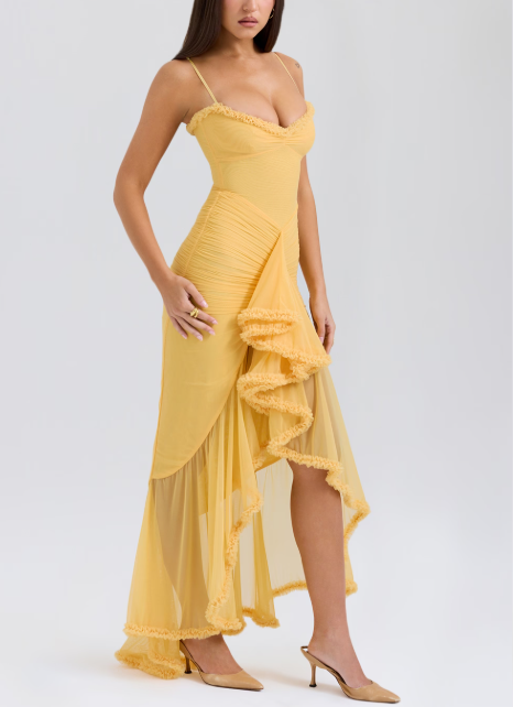 Janime Ruffled Front Gown Dress