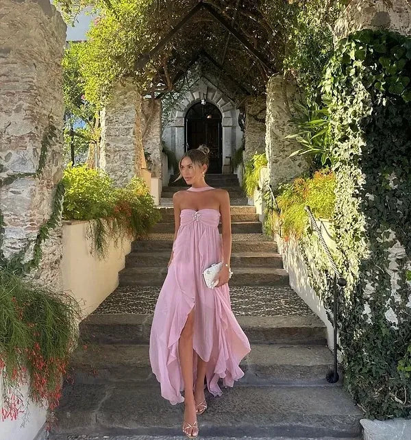 Collins: Ruffle Strapless Maxi Dress