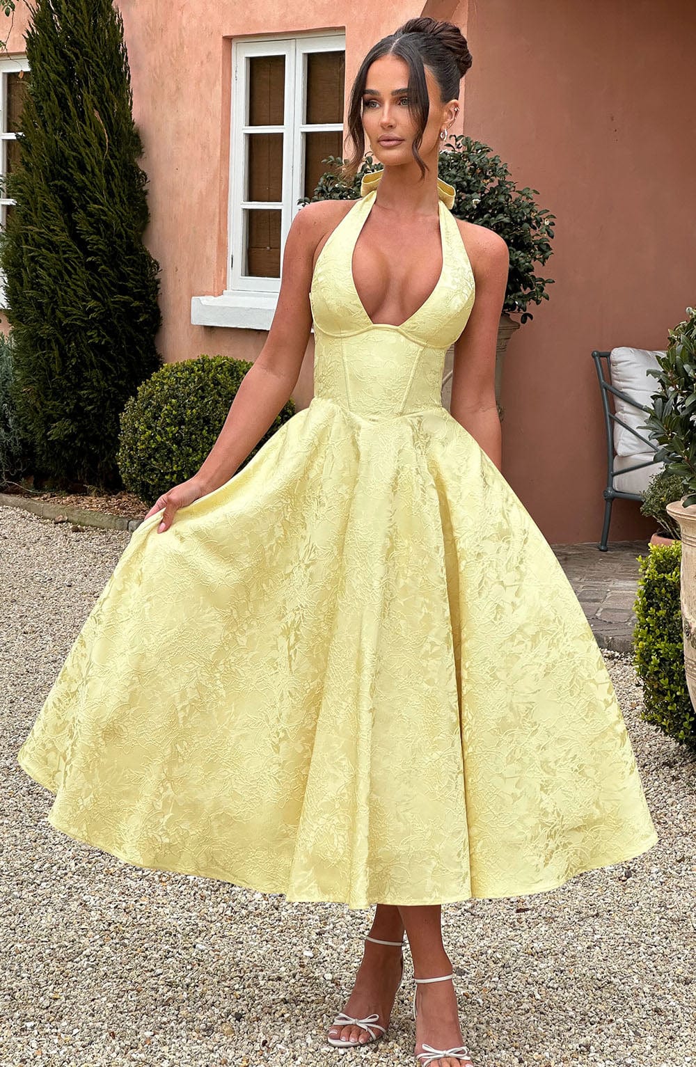 Esmeralda: Halter Sleeveless Midi Dress
