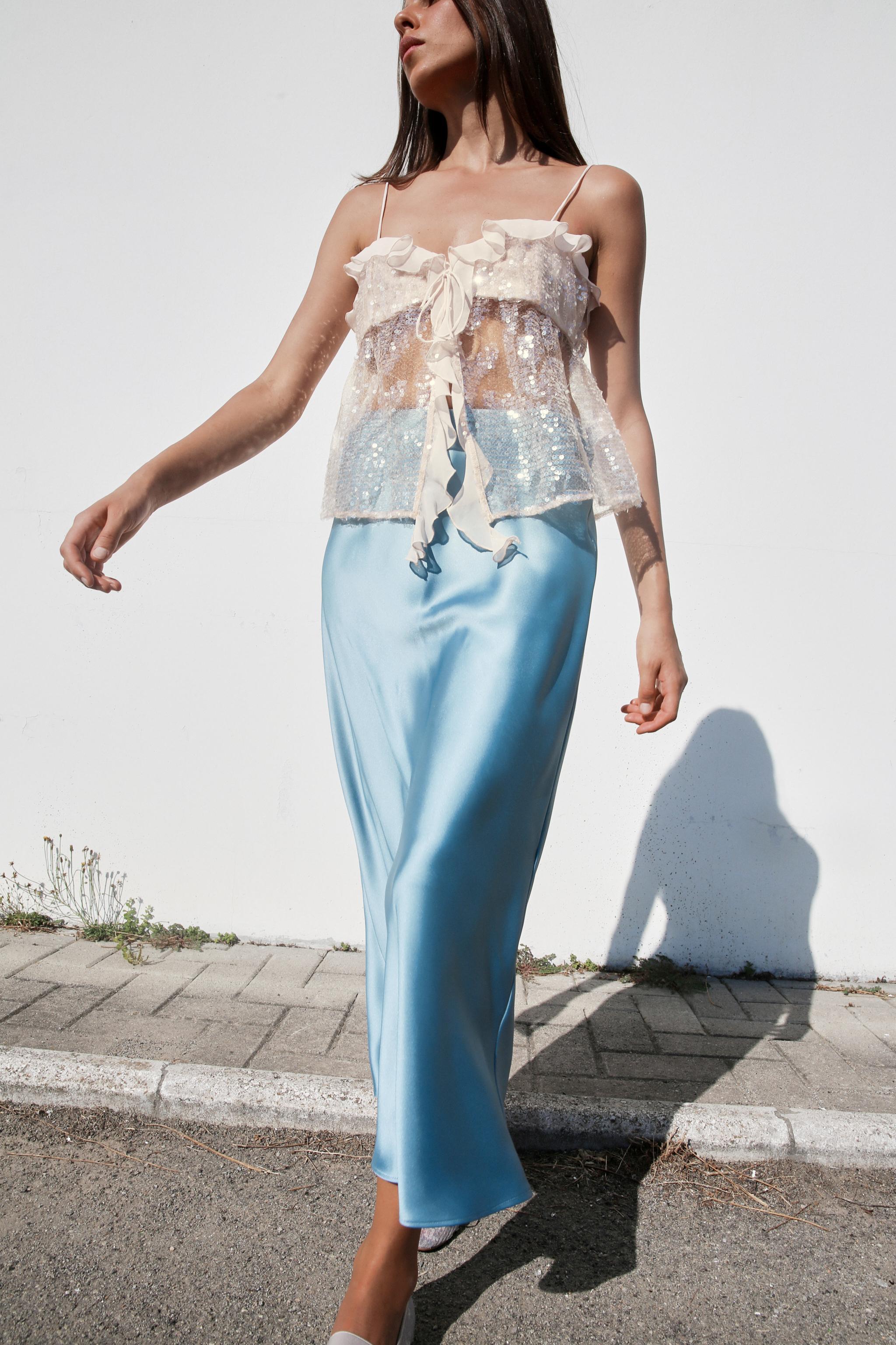 Sequin Ruffle Top – Champagne Glow
